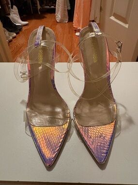 Cape Robbin Iridescent Snake-Embossed Pointed Toe